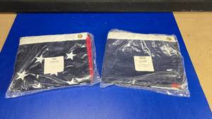 lot 79 image: Lot of 2 NEW 4 x 6 Flags.  Includes American Flag & Texas Flag