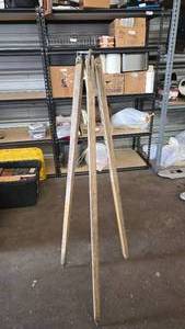 lot 87 image: Antique 2-Tone Wooden Surveyors Tripod w Metal Tips