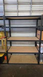 lot 92 image: Metal Adjustbale Shelf.  Measures 72 x 48 x 24  THIS SHELF MUST BE PICKED UP AFTER 4PM ON SATURDAY AUGUST 1ST