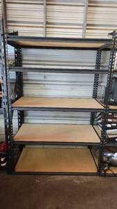 lot 137 image: Metal Adjustable Shelf.  Measures 72 x 48 x 24  THIS SHELF MUST BE PICKED UP AFTER 4PM ON SATURDAY AUGUST 1ST