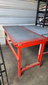 lot 154 image: Industrial Heavy Steel 6 Long Adjustable Height Shop Table