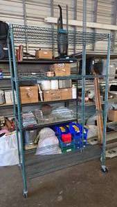 lot 190 image: Green 4-Tier Antibacterial Rolling Wire Shelf