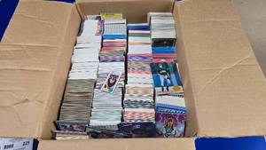 lot 221 image: Large Box FULL of Misc Baseball & Football Cards