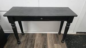 lot 225 image: Black Wooden Spindle Leg Sofa Table w Drawer