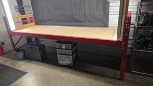 lot 275 image: Industrial Rack Converter to a Heavy Duty Shop Table.  LIGHTS NOT INCLUDED