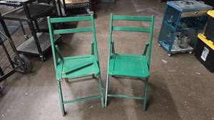 lot 293 image: Lot of 2 Mid-Century Harry H Houston Folding Chairs