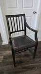 Unique Vintage Wood Chair w/ Stuffed & Stitched Leather Seat