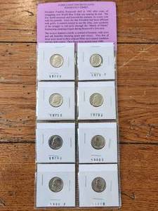 lot 59 image: Selection of 8 brilliant uncirculated Roosevelt dimes