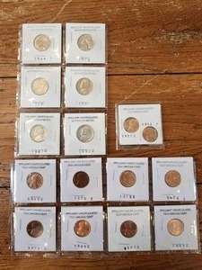 lot 124 image: Selection of brilliant uncirculated coins - Jefferson nickel, Lincoln cents, Wheat penny