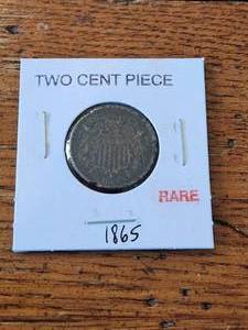 lot 140 image: 1865 two cent piece - rare