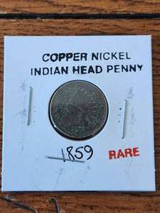 lot 151 image: 1859 copper nickel Indian head penny