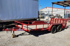 2018 Load Trail tandem axle (7000lb) frame 16' trailer with fold down ramp electric brakes - (205/75-R15)-tires are really good, wood floor great condition - overall trailer in great condition - comes with Title. Has been kept inside most of the time