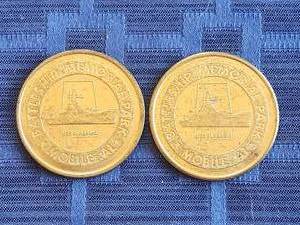 lot 159 image: Selection of 2 vintage Battleship Memorial Park medallions - USS Alabama & A-12 Blackbird