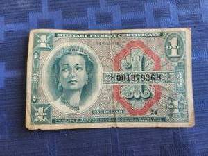 lot 111 image: Circulated series 611 U.S.A. one dollar military money-script - used overseas between 1964-69