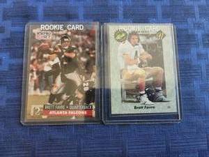 lot 201 image: Selection of 2 Brett Favre Rookie football cards