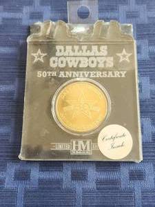 lot 122 image: Dallas Cowboys Limited Edition 50th anniversary medallion and stand with C.O.A