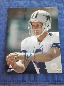 lot 141 image: 8x10 Dallas Cowboys #4 Mike Saxon autographed picture with C.O.A