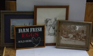lot 54 image: Old West Collectors Series (Plains Indian Women) and Saulte of Honor Framed Artwork