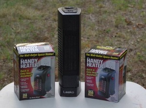 lot 70 image: 2 Wall Outlet heaters and small Lasko heater