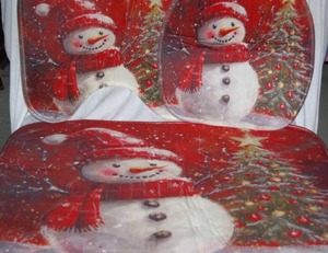 lot 273 image: Christmas Snowman bathroom mats and toilet seat cover