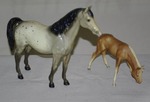 Vintage Breyer "glossy grey Appaloosa Arabain mare" and "grazing foal