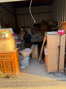 lot 50 image: Storage Building in whole-Sound board, boxes, Couches, DRESSER, CHEST, ACCENT TABLES  PLUS  -   LEIN UNIT -- DIFFERENT LOCATION