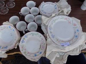 lot 102 image: Newcor stone wear-  6049- dinner plate, dessert plate, bowls cups and saucers