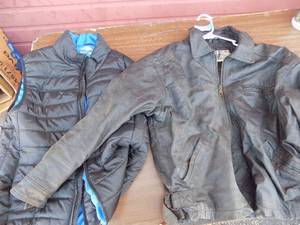 lot 116 image: City streets black leather  size large and Pacific trail puffy vest size medium