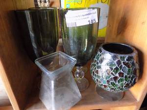 lot 145 image: Green water goblets and dcor