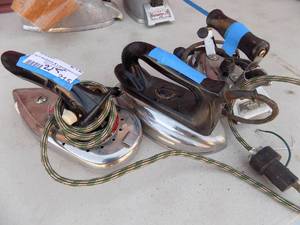 lot 215 image: 3 Vintage irons steam o matic