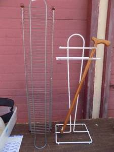 lot 212 image: cane, dvd rack towel rac