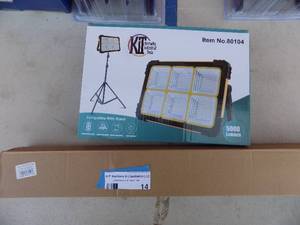 lot 14 image: Work light tri fold , solar charge on phone charger   5000 lumen NEW