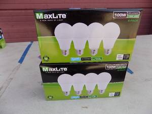 lot 245 image: MAXLITE 100W13W LED LIGHT  BULBS - 4 PER BOX  QTY 2 BOXES