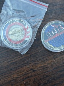 lot 156 image: VETERAN CHALLENGE COINS QTY 2 THANK YOU FOR YOUR SERVICE