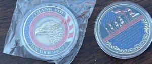 lot 177 image: VETERAN CHALLENGE COINS QTY 2 THANK YOU FOR YOUR SERVICE