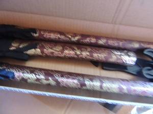lot 51 image: 3 piece Samari Sword set with stand NEW GOLD BLACK