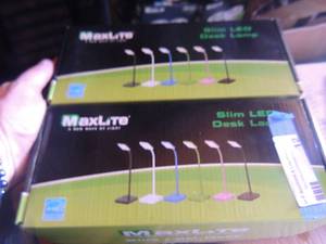 lot 12 image: MAXLITE DESK SLIM LAMP BLACK NEW IN PKG