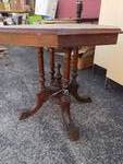 Antique inlaid octagonal side table with carved legs