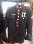 Marine Jacket ,dress blues ,U.S. Armed forces medal NDSM, U.S. Marine Meritarius Commendation  Lance Corporal (E-3) Rank and Blue pants
