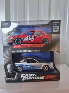 lot 66 image: Fast & Furious 132 Scale Legacy Series 2 Pack Nissan Skyline and Mitsubishi Lancer