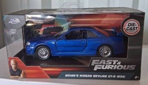 lot 108 image: Fast & Furious 132 Scale Brians Nissan Skyline GT-R (R34)