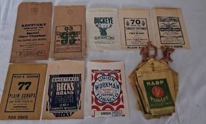 lot 130 image: Big Selection of Cloth and Paper Tobacco Bags