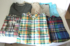 lot 528 image: Ralph Lauren Polo shirts including button ups and traditional Polo shirt and a pair of Polo shorts (Bid is times the quantity of 7)