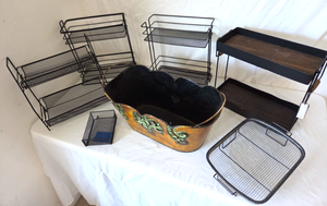 lot 520 image: Kenneth Cole desktop shelf and storage baskets as shown