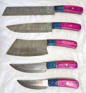 lot 568 image: NEW genuine Damascus steel blade kitchen cutlery knives (Bid is times the quantity of 5)