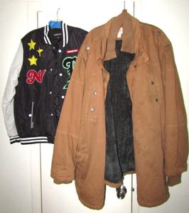 lot 605 image: True Nation thermal work jacket size 5XL, Members Only New York jacket size L