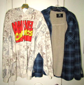 lot 608 image: Marvel Comics hoodie size 3XL, Weatherproof flannel fleece size XXL