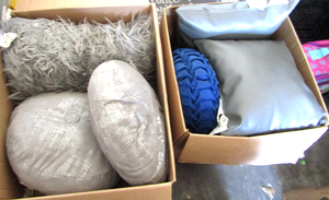 lot 609 image: Assorted throw pillow two large boxes full