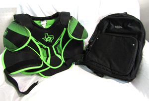 lot 624 image: NEW Parkview collection secure backpack, Stars youth football shoulder pads