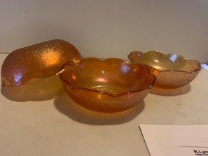 lot 52 image: VINTAGE MARIGOLD CARNIVAL GLASS BOWL LOT  3 PIECES
